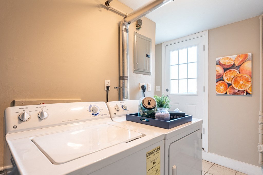 a washer and dryer in a laundry room