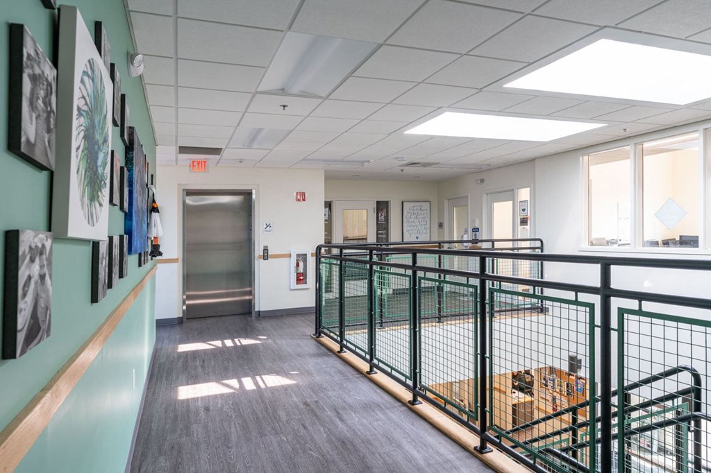 Hallway in pelham lifelong learning center with elevator