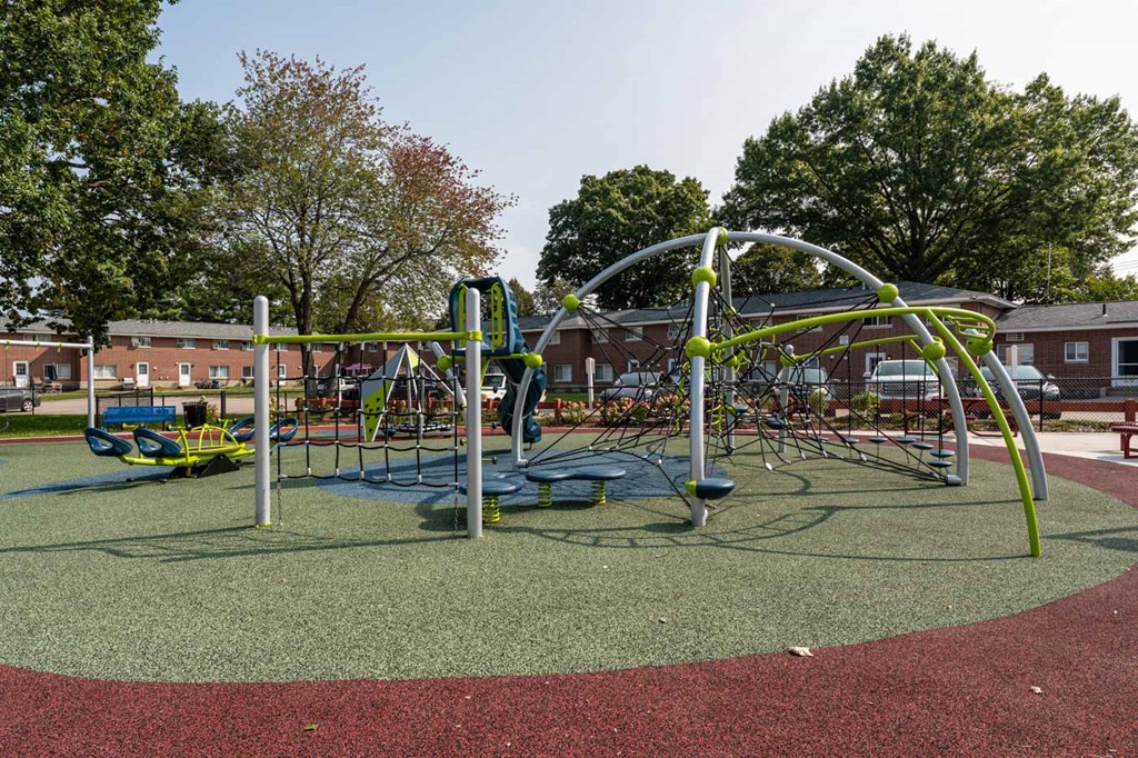 a playground is shown in a park