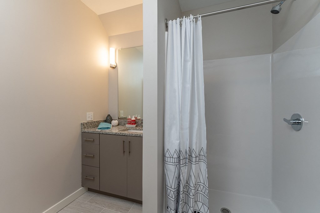 redbrook model apartment and shower