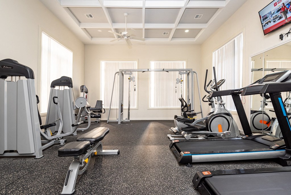 View of the fitness room with cardio equipment