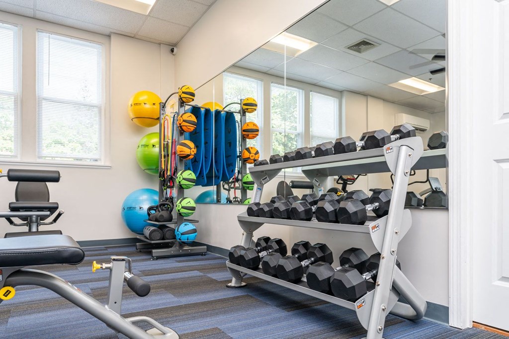 fitness room at Townhouse Apartments