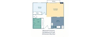 One bedroom apartment floor plan