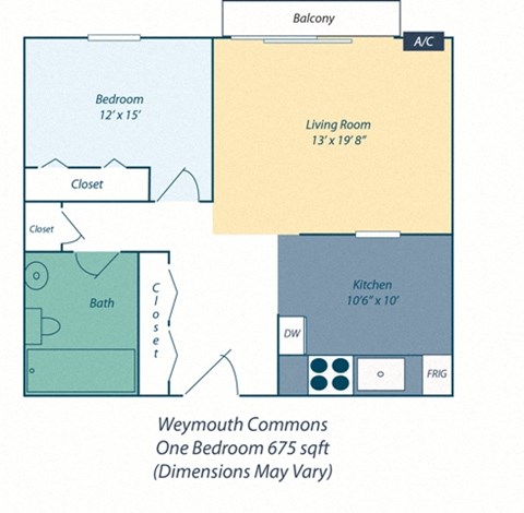 One bedroom apartment floor plan