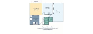 Weymouth commons 2 bed 1.5 baths floor plan image