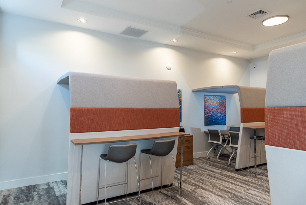 Work pods setup at the new lounge
