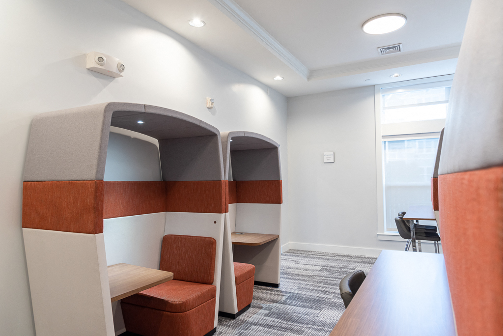 Work pods setup at the new lounge
