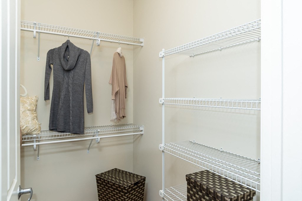 Bedroom closet with shelving at Southfield Commons Weymouth