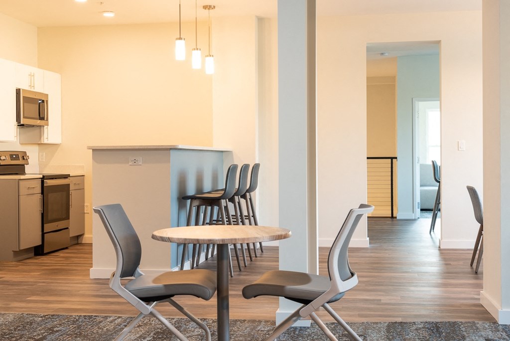 tables and kitchen at Station Square