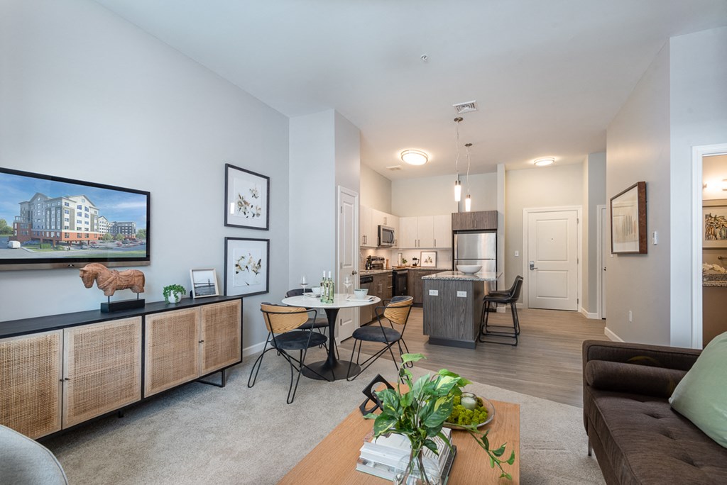 One Wall Street One Bedroom Living room and open kitchen with high quality  finishes