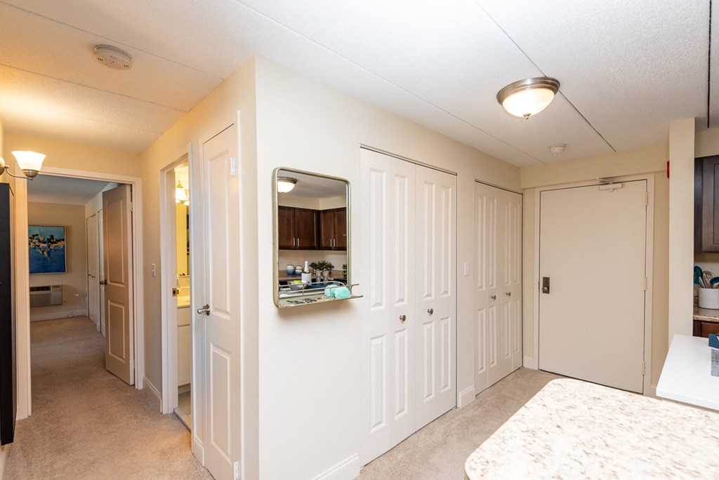 faxon commons main halway with extensive storage space