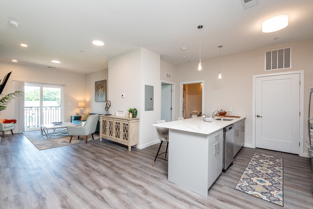 Millside in canton heritage park one bedroom apartment kitchen and living room
