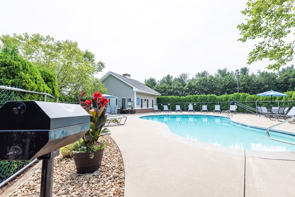 pool deck with foliage