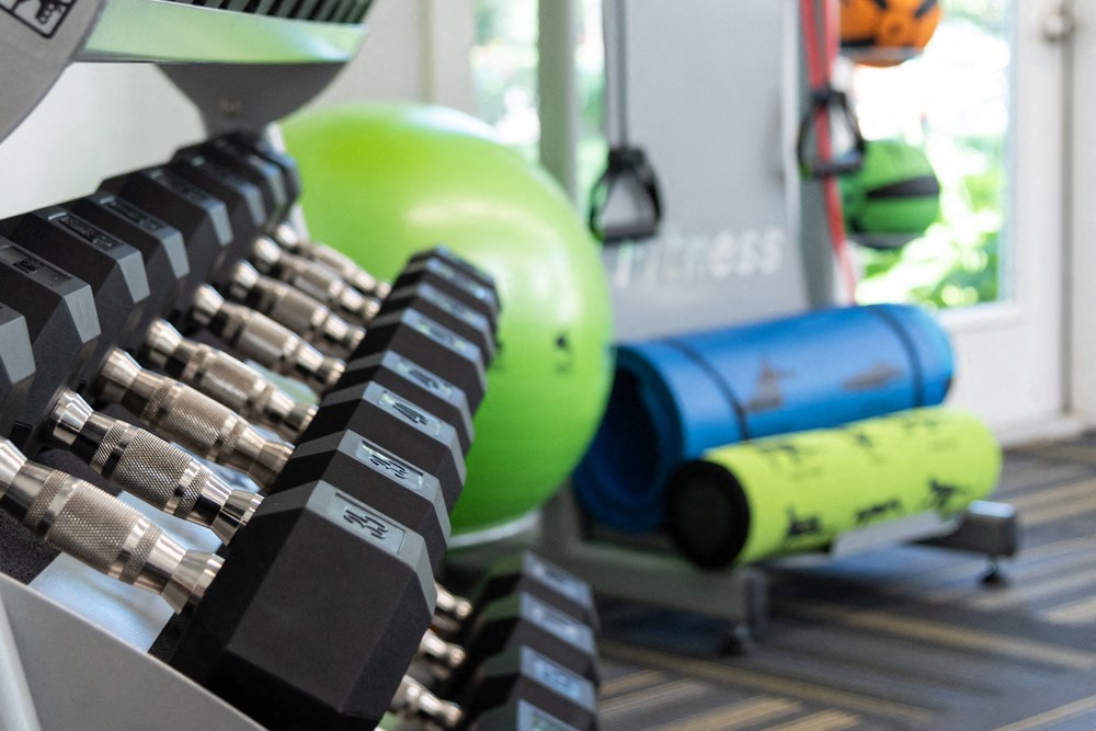 Weights in fitness center
