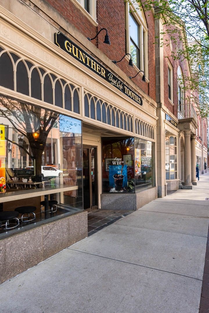 A storefront with a sign that says