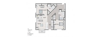 2 Bedroom Floor plan at Redbrook Apartments