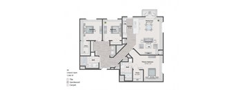 3 Bedroom Floor plan at Redbrook Apartments
