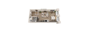 A studio apartment floor plan