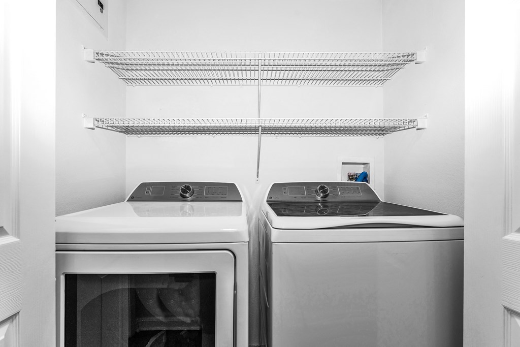 Washer and dryer in loft apartment at the Loft Apartment in the Ledges.
