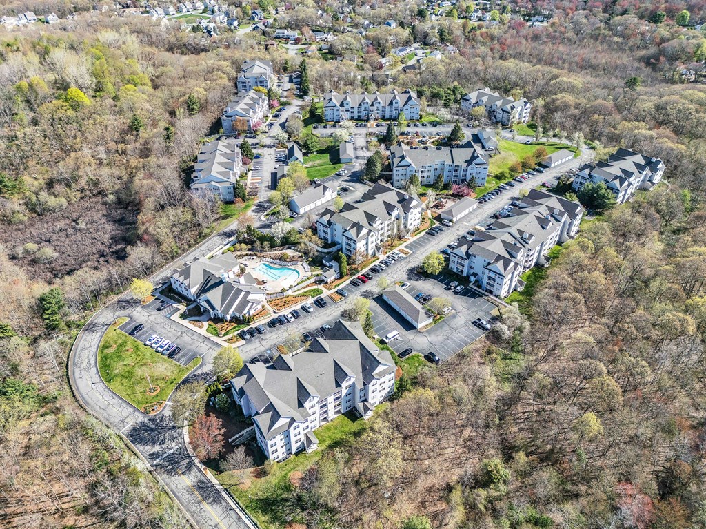 Aerial view of the Ledges Apartments.