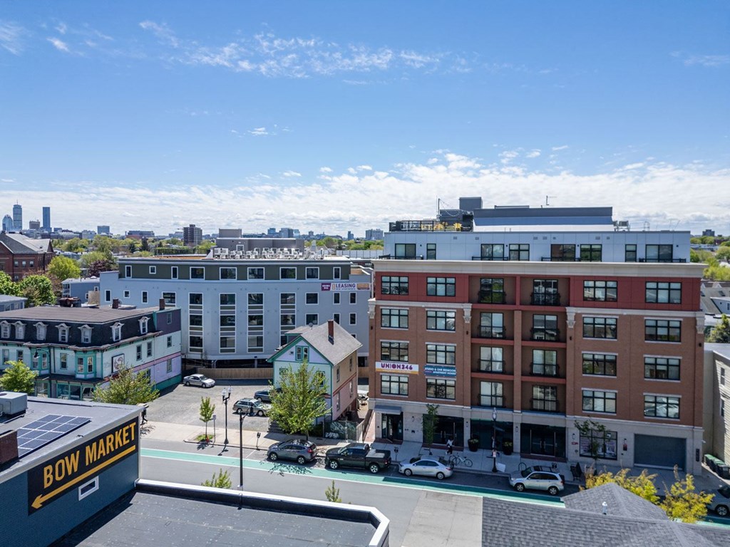 a view of the city from a roof top of a building  at Union 346, Somerville, MA 02143