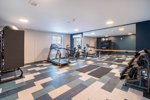 Fitness Center with Weights and Cardio at Shoreline Grove Apartments in Branford CT.