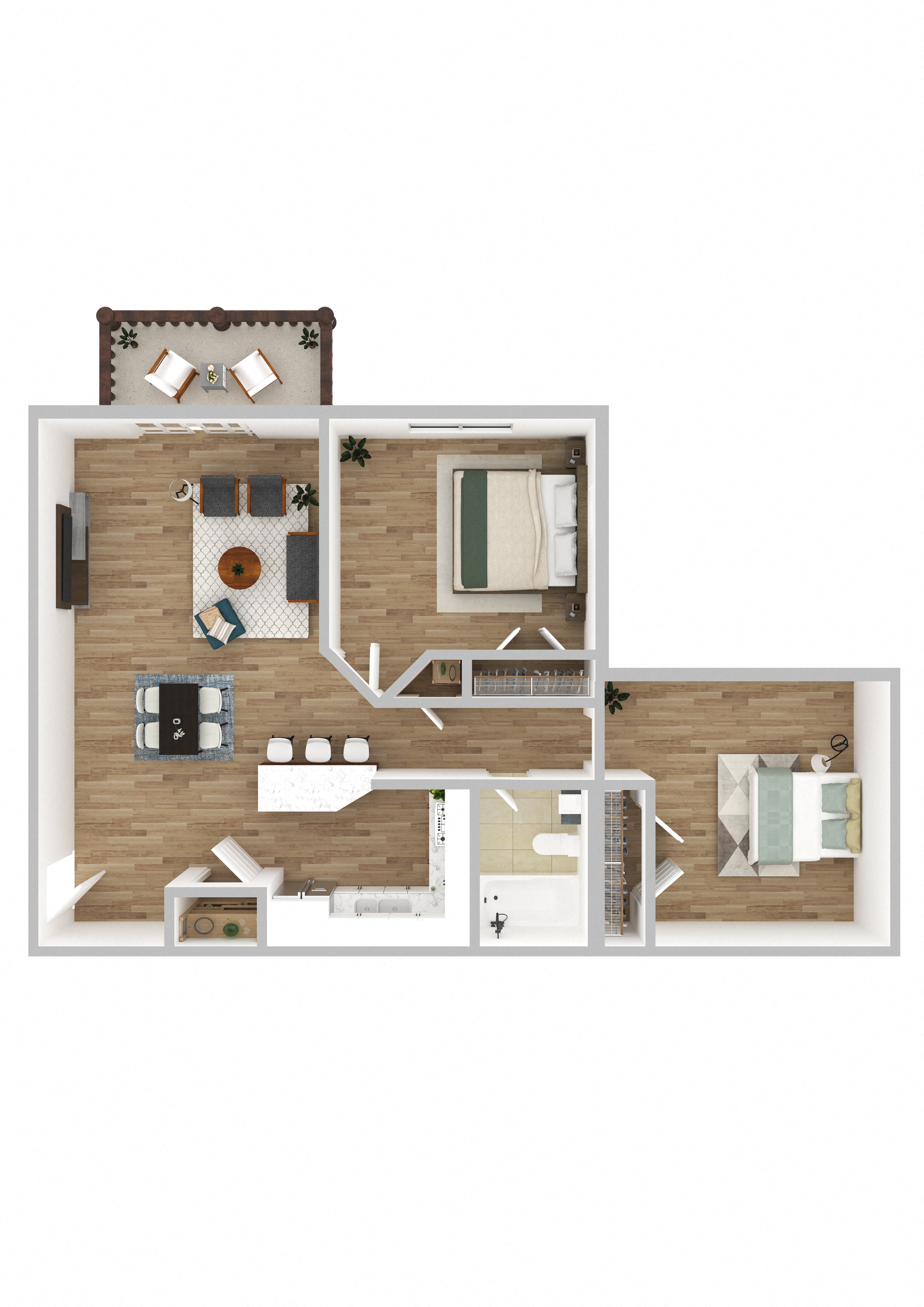 Two Bedroom One Bathroom Littlebrook Apartments at Littlebrook Apartments, Massachusetts, 01749