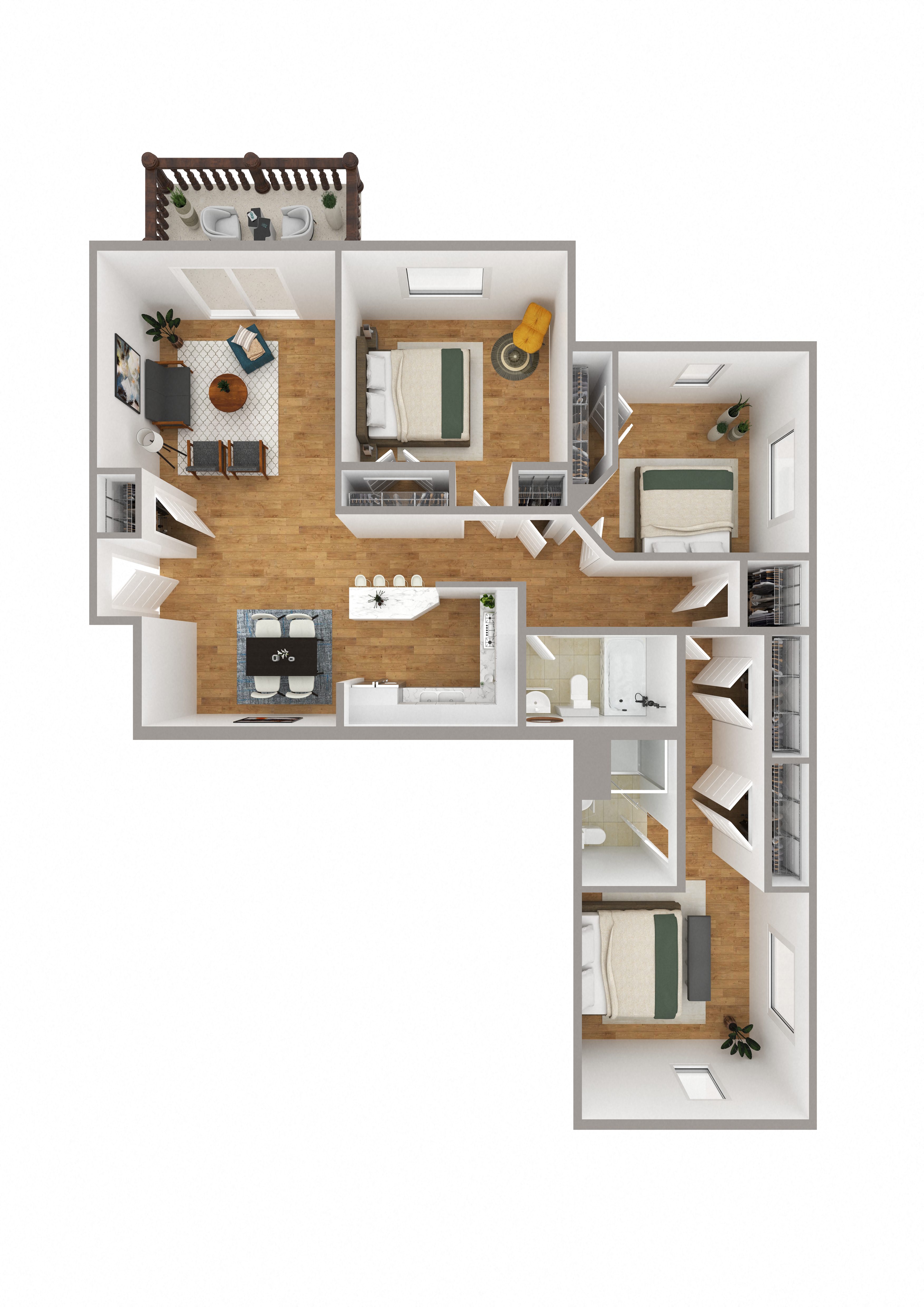 Three Bedroom Two Bath at Littlebrook Apartments, Hudson
