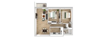Two Bedroom Floor Plan at Edmands House, Framingham, MA