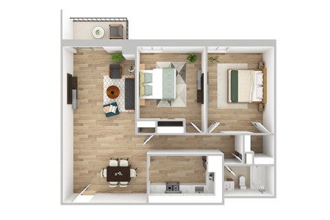 Two Bedroom Floor Plan at Edmands House, Framingham, MA