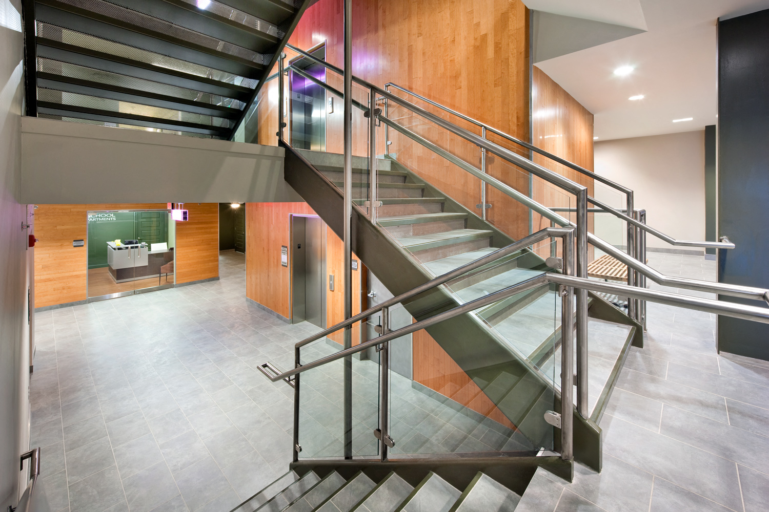 Renovated Staircase For Resident Usage Wilber School Apartments.