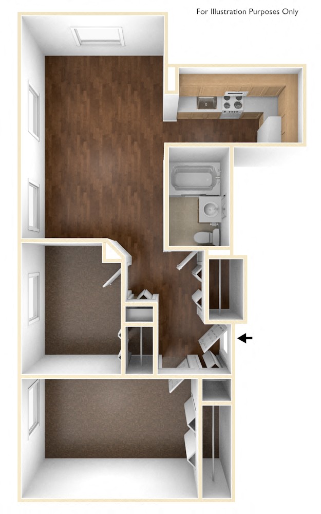 Two Bedroom Apartment Floor Plan at Robinson Cuticura Mill Apartments, Massachusetts
