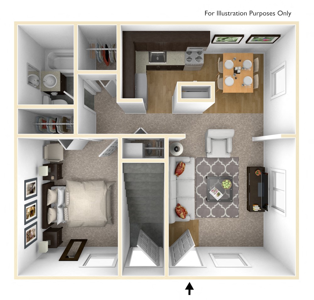 One Bedroom Floor Plan at Palmer Green Estates, Palmer, 01069