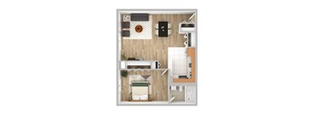 One bedroom one bath floor plan at Highland Plaza Apartments, Pittsburgh