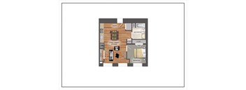 1 bed 1 bath Floor Plan at Letsche School, Pittsburgh, PA