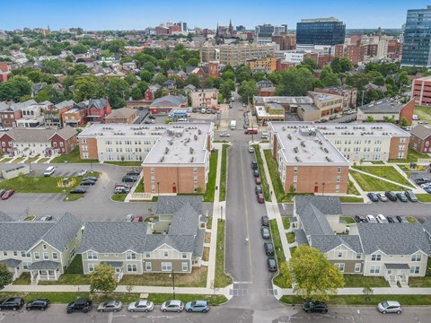 Aerial view of a Niagara Square Apartments at Niagara Square, Buffalo, 14201