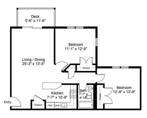Two Bedroom One Bathroom Littlebrook Apartments at Littlebrook Apartments, Massachusetts, 01749
