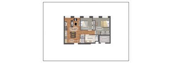 2 bed 1 bath Floor Plan at Letsche School, Pittsburgh, 15219