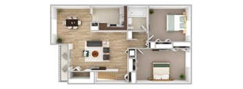 Two Bedroom Apartment Floor Plan at Williamsburg Estates, Harrisburg, PA.
