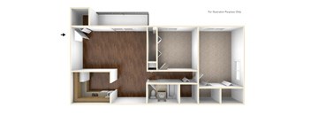 2 Bed 1 Bath Floor Plan at Rolling Green Apartments, Massachusetts, 01002