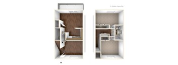 2 Bed 1 Bath Floor Plan at Rolling Green Apartments, Massachusetts, 01002