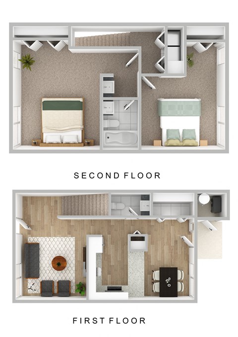 2 Bedroom, 1.5 Bathroom Floor Plan at Mariner's Hill Apartments, Marshfield, 02050