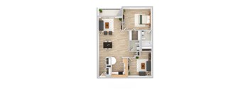 One Bedroom with Den Floor Plan at Highland Plaza Apartments, Pittsburgh