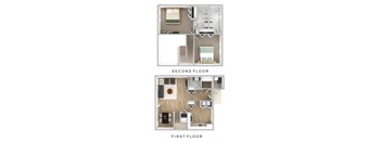 2 Bedroom, 2.5 Bathroom  Floor Plan at Mariner's Hill Apartments, Massachusetts
