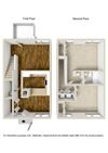 2 Bedroom, 1.5 Bathroom Floor Plan.
