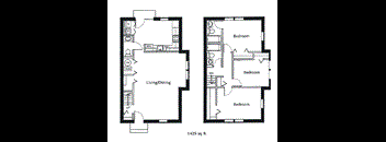 Three Bedroom One Bathroom Southwood Apartments.