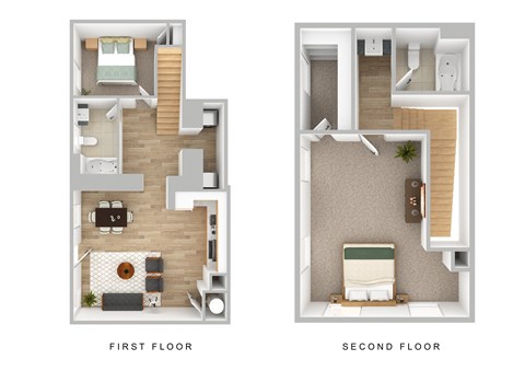 a floor plan of a house with a bedroom and a living room