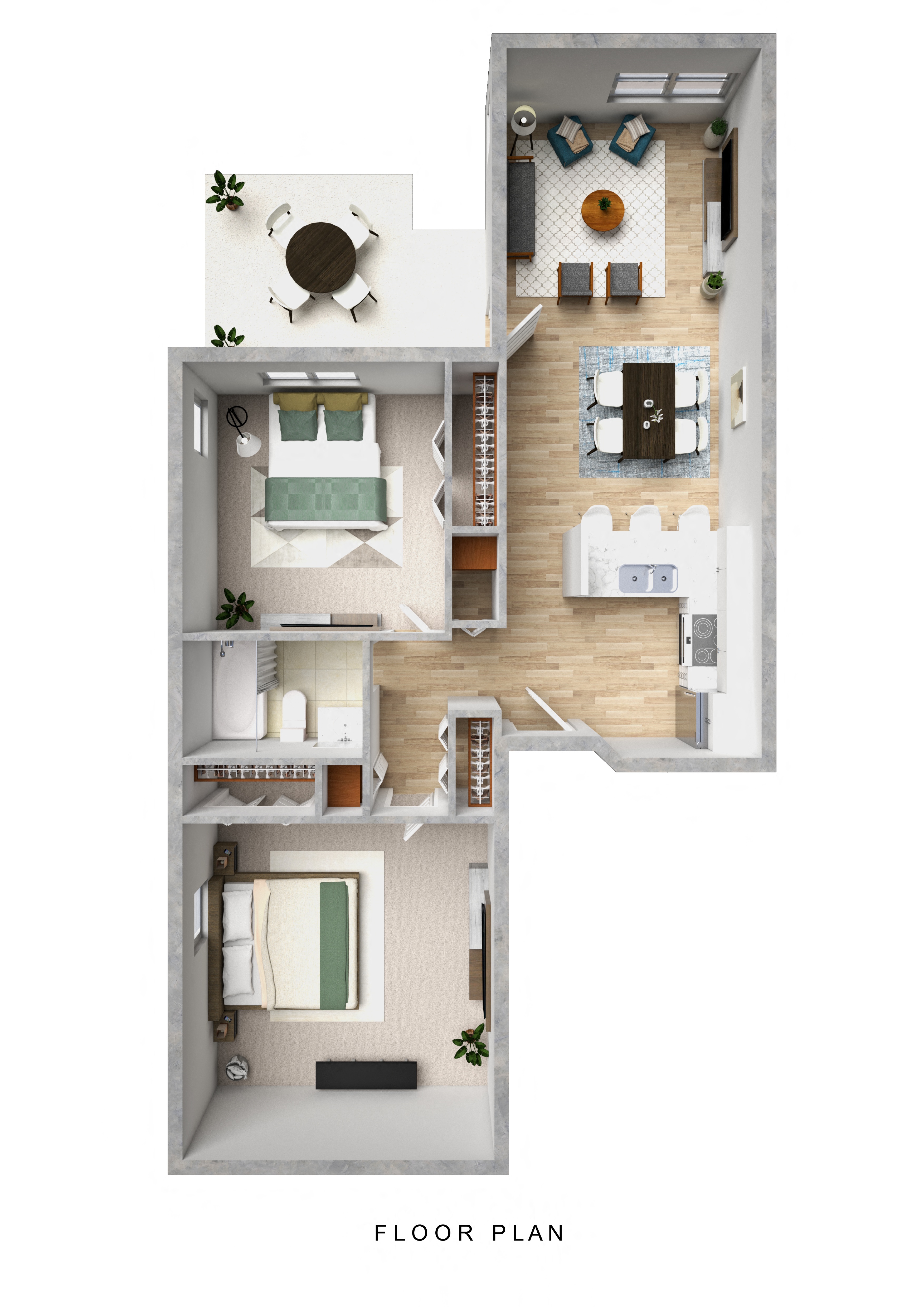 2 Bedroom, 1 Bathroom Floor Plan at Mariner's Hill Apartments, Marshfield, MA