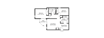 Two Bedroom One Bathroom Floorplan at Blue Hills Village, Canton, MA