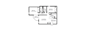 Two Bedroom Type A Floorplan at Blue Hills Village, Massachusetts.